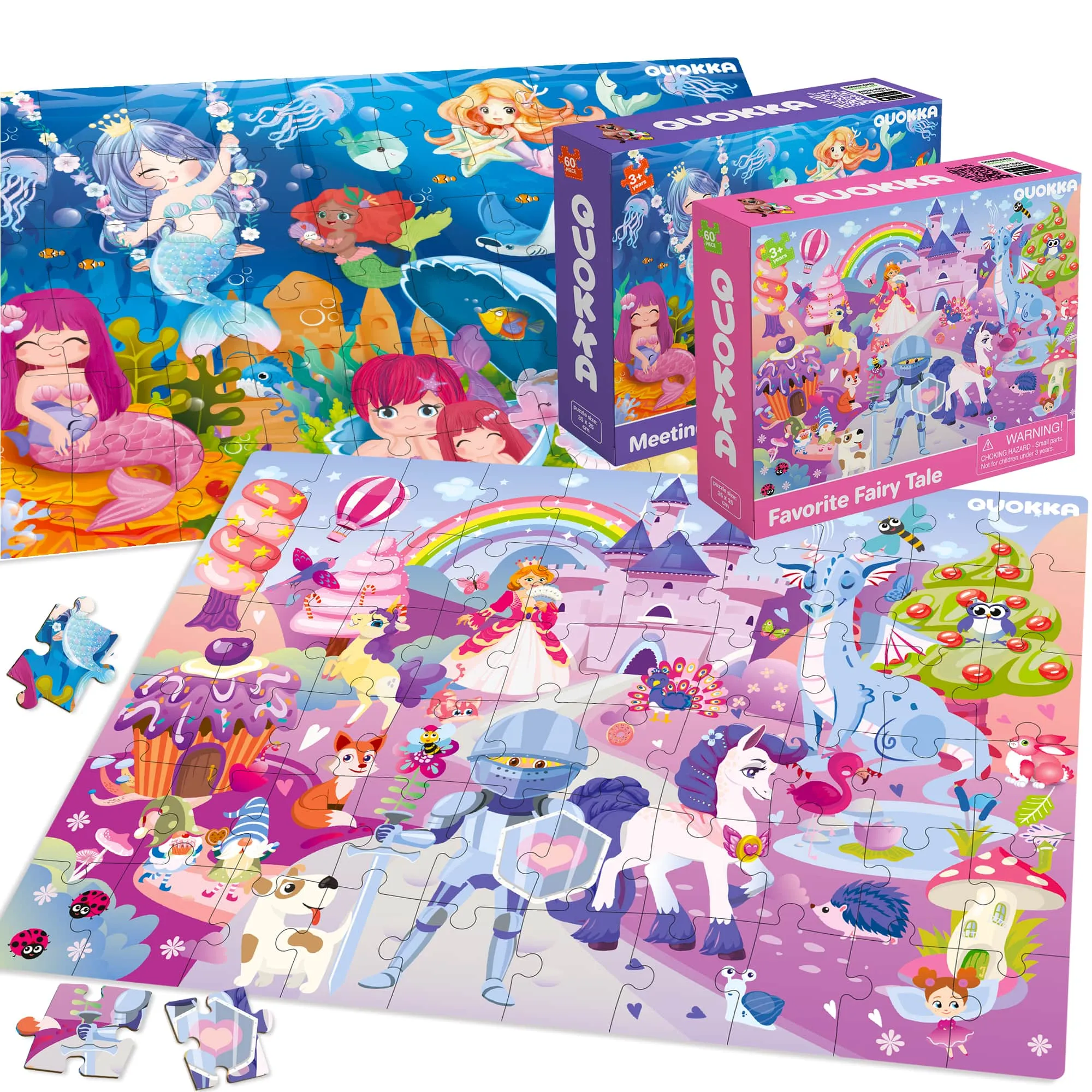60 Piece Puzzles for Kids | Unicorns, Mermaids, Princesses & Fairy Tale