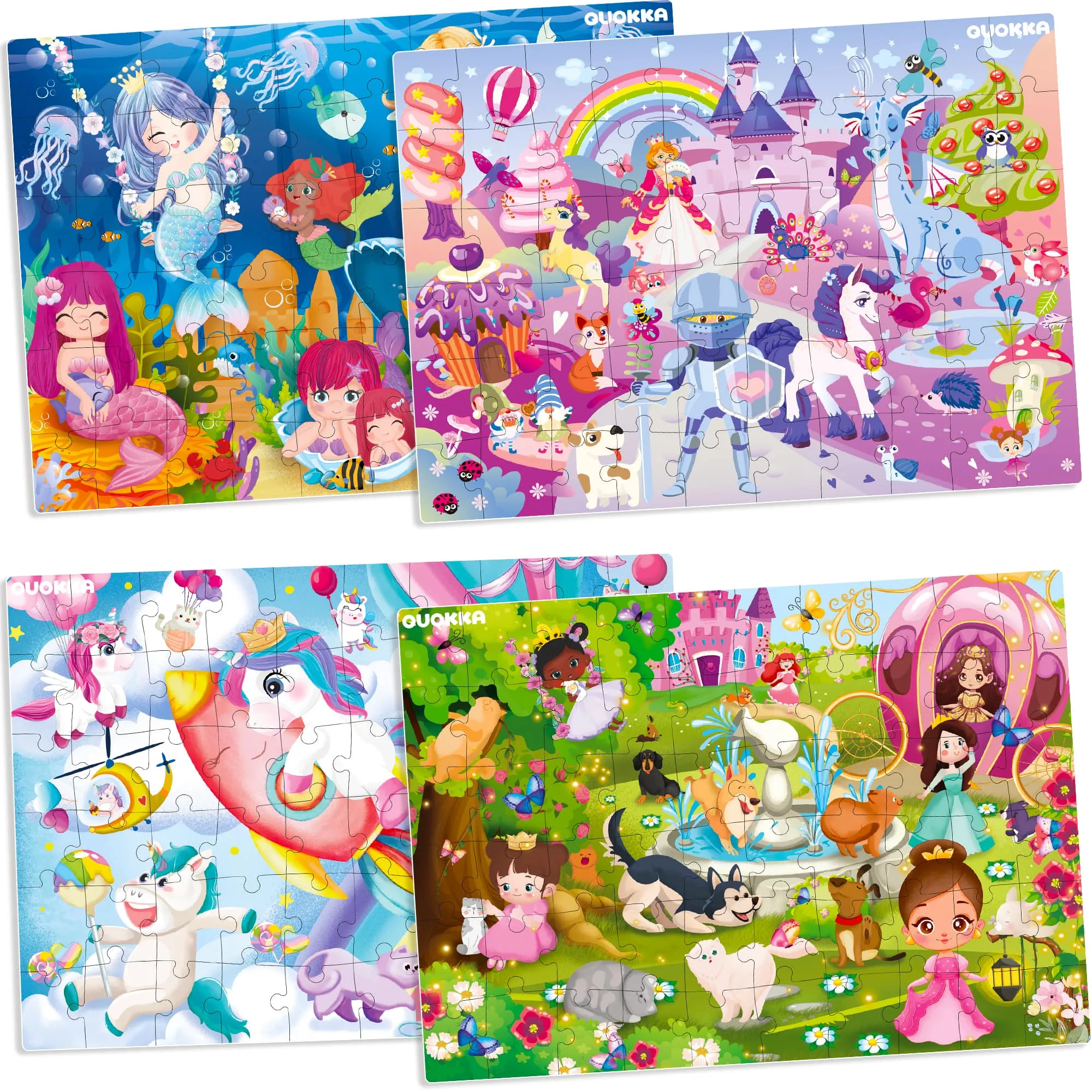 60 Piece Puzzles for Kids | Unicorns, Mermaids, Princesses & Fairy Tale