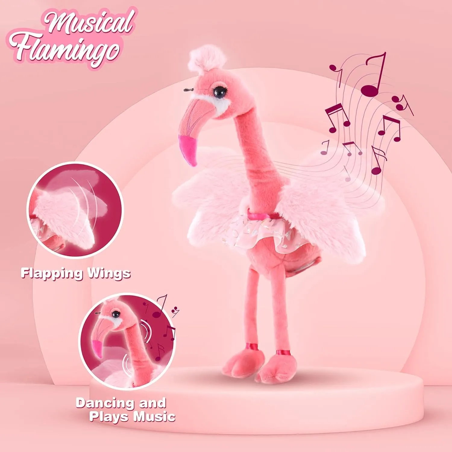 Dancing Flamingo Interactive Toy Singing Plush Toddlers Girls & Boys 3 Plus