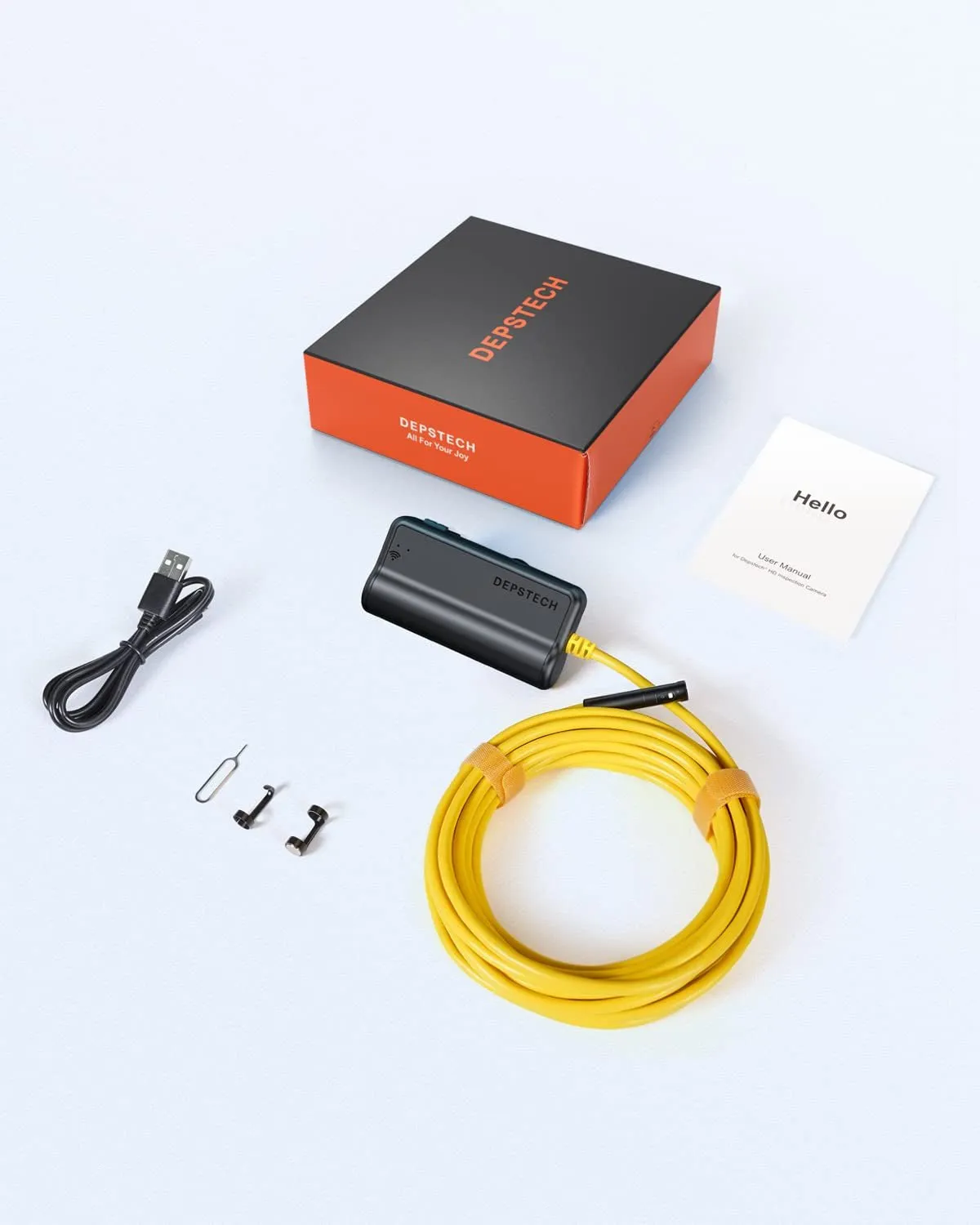 DEPSTECH Dual Lens Wireless Endoscope, 1080P Scope Camera with 7 LED Lights, 0.31In Lens Video HD Inspection Camera, Zoom Waterproof Borescope Semi-Rigid Cable for Android & Ios Phone or Tablet-16.5Ft
