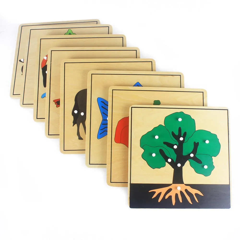 Engaging Montessori Wooden Puzzle: Discover Plants & Animals for Kids
