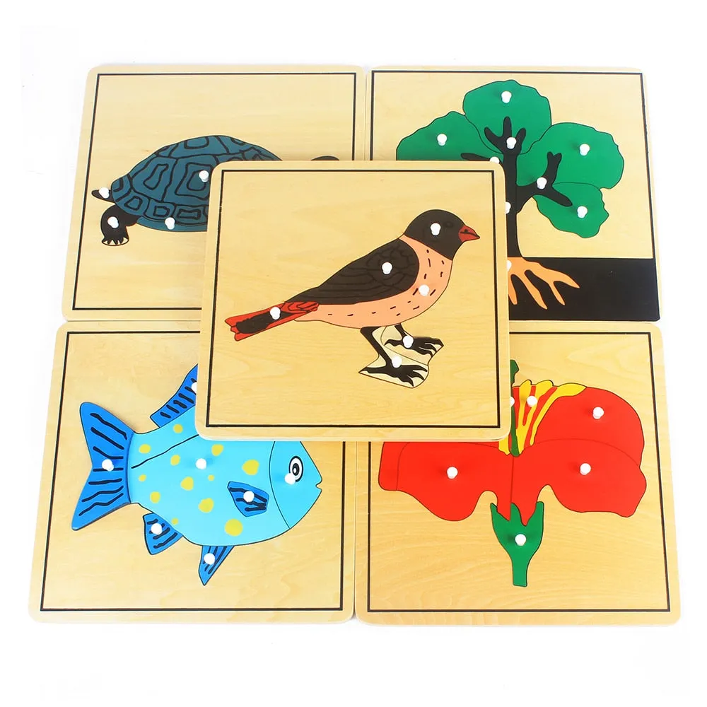 Engaging Montessori Wooden Puzzle: Discover Plants & Animals for Kids
