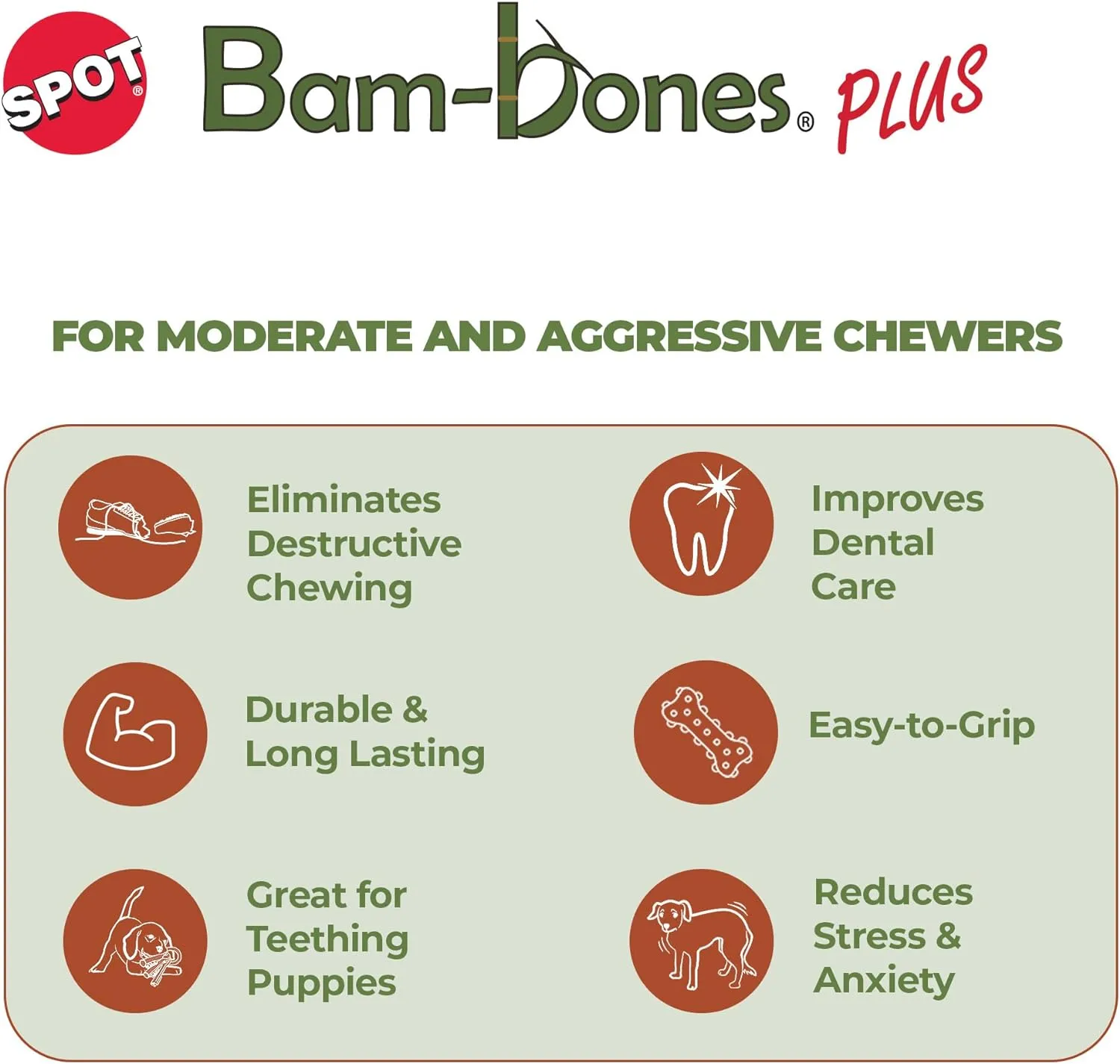 Ethical Pet Bam-Bones Plus Figure 8 Bone Peanut Butter Flavor Dog Chew Toy, 6.5"