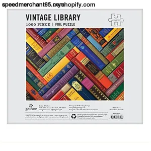 Galison Phat Dog Vintage Library 1000 Piece Jigsaw Puzzle for Adults and Families, Foil Stamped Challenging Puzzle Adds A Vibrant Pop of Color (735353263)