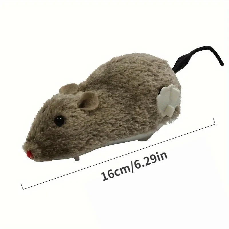 Multi-Purpose Plush Mouse Toy with Wind-Up Mechanism