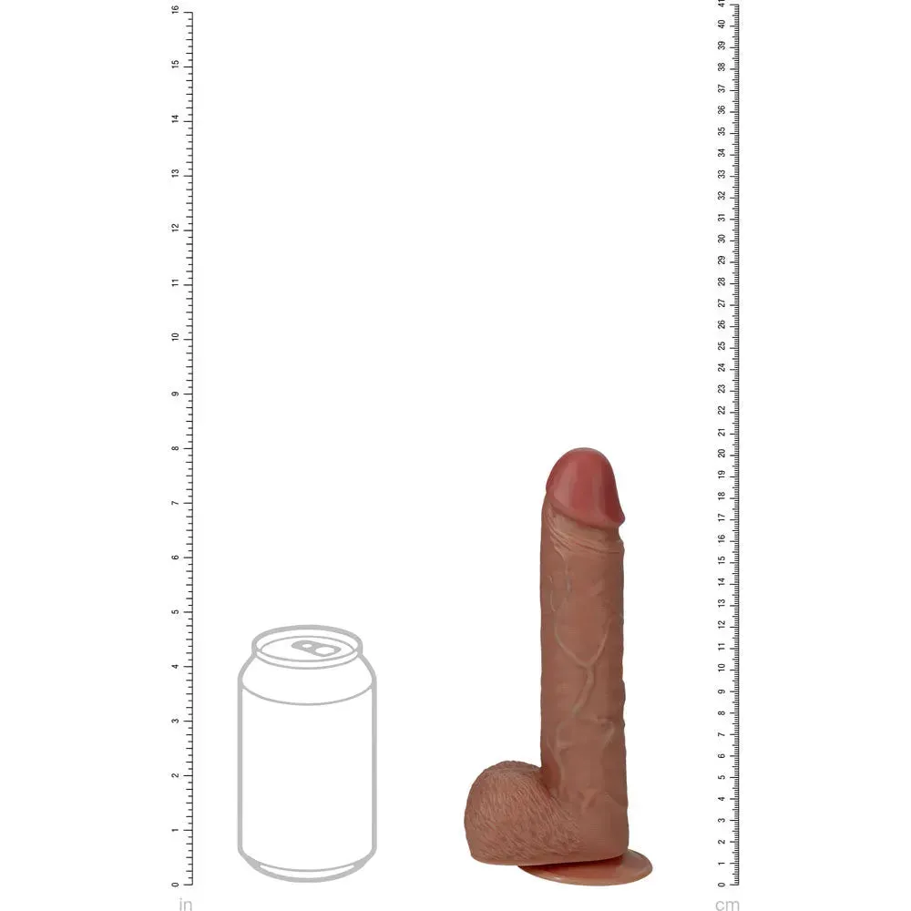 REALROCK 20cm Vibrating   Thrusting Cock with Balls - Tan