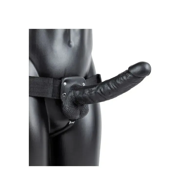 REALROCK Vibrating Hollow Strapon   Balls - 23cm