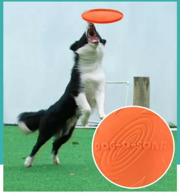 Rubber Frisbee Toy Soft Chew Bite Flying Discs Training Interactive 15cm