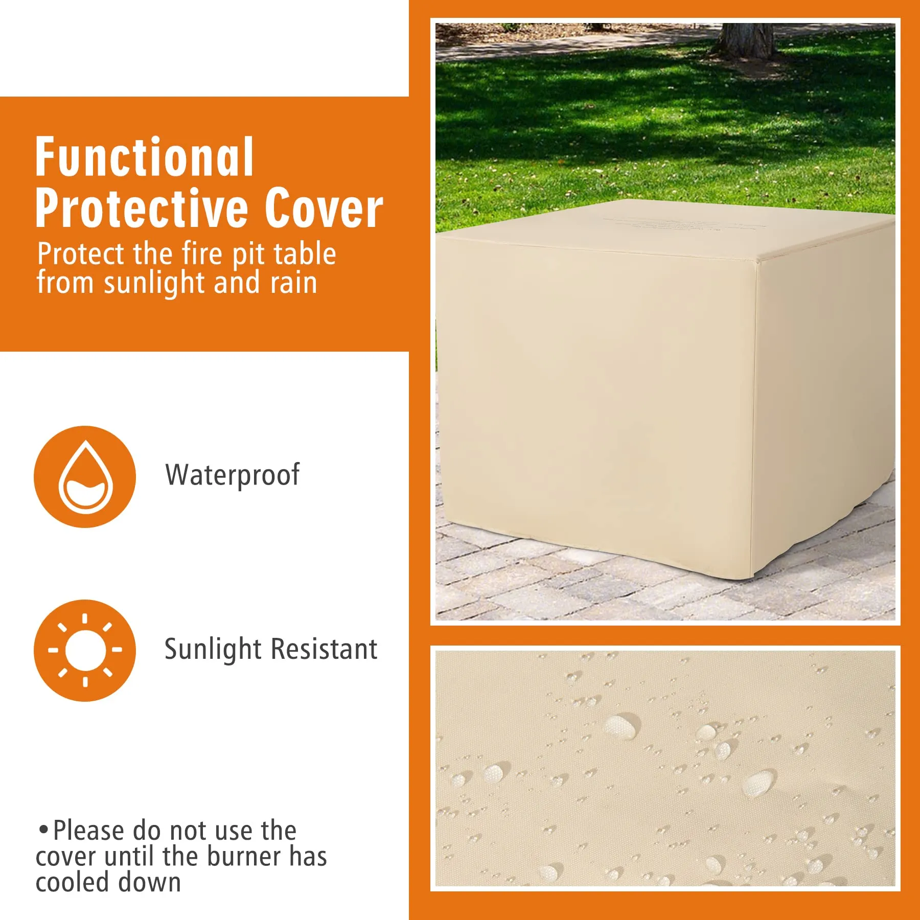Tangkula 30 Inch Propane Gas Fire Table, Patiojoy 50,000 BTU Outdoor Square Fire Pit Table with Stainless Steel Burner
