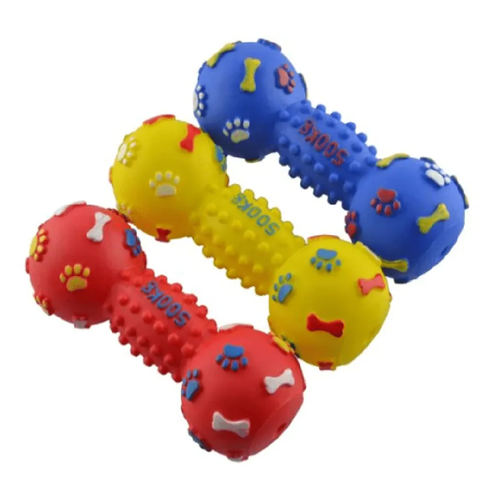 Trixie Playing Rope with Woven in Ball and Dumbbell Vinyl Toy Combo for Dogs