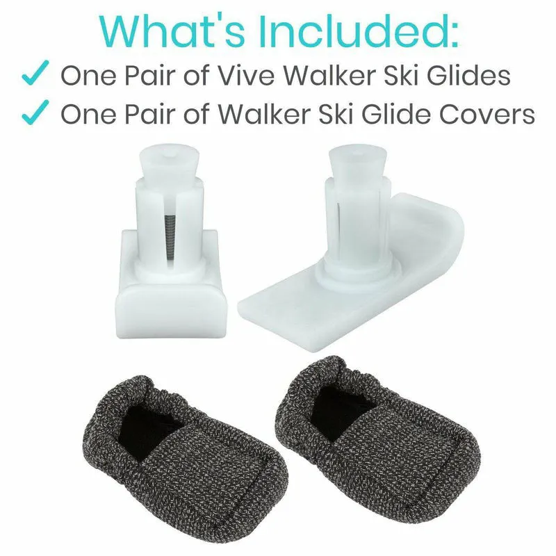 Vive Health Walker Ski Glides - White